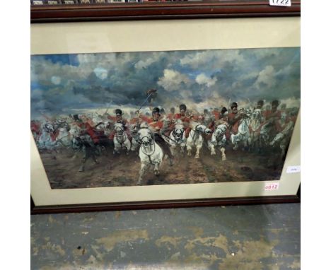 Framed Charge of the Light Brigade print, 82 x 56 cm. Not available for in-house P&amp;P