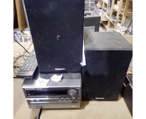 Panasonic SA-PM04 CD, radio and USB player with speakers. All electrical items in this lot have been PAT tested for safety an