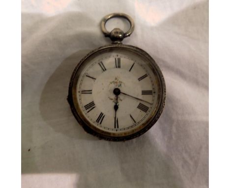 Hallmarked silver fob watch. UK P&amp;P Group 1 (£16+VAT for the first lot and £2+VAT for subsequent lots) 