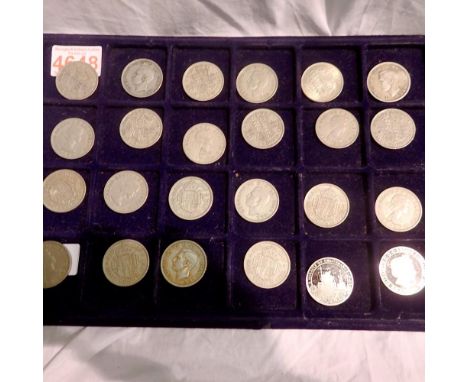 Twenty four half crowns to include 2 uncirculated editions. UK P&amp;P Group 1 (£16+VAT for the first lot and £2+VAT for subs