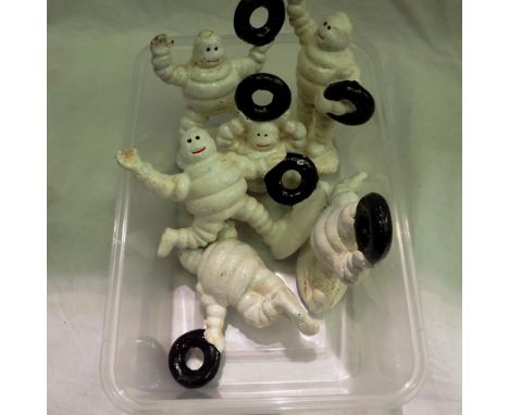 Six cast iron Michelin Men figures, H: 9 cm. UK P&amp;P Group 1 (£16+VAT for the first lot and £2+VAT for subsequent lots)