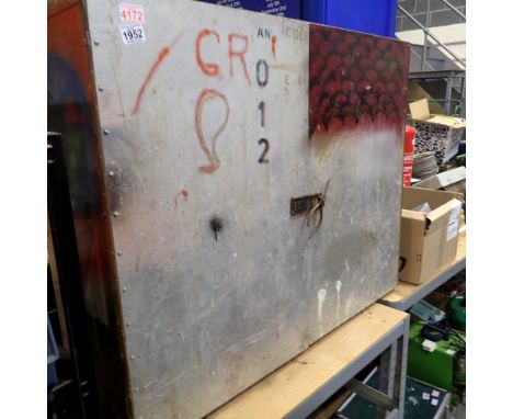 Metal storage cupboard, with tool and hardware contents, 100 x 80 x 35cm. Not available for in-house P&amp;P