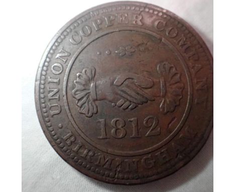 1812 Union Copper Company (Birmingham) penny token. UK P&amp;P Group 0 (£6+VAT for the first lot and £1+VAT for subsequent lo