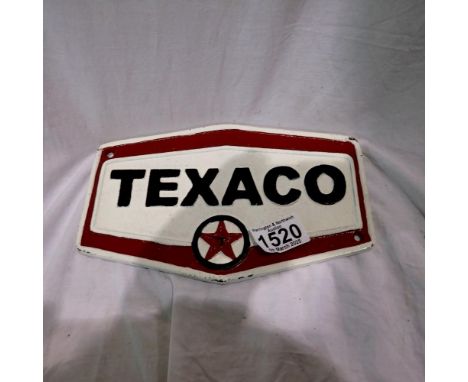 Cast iron hexagonal Texaco plaque, W: 20cm. UK P&amp;P Group 1 (£16+VAT for the first lot and £2+VAT for subsequent lots)