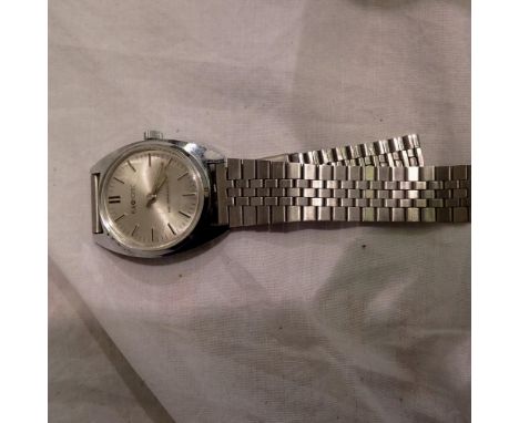 EUROSONIC: gents manual wind wristwatch, steel cased with brushed steel dial, working at lotting. UK P&amp;P Group 1 (£16+VAT