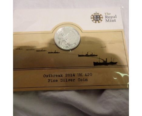 2014 bullion silver twenty pound coin - sealed.UK P&amp;P Group 0 (£6+VAT for the first lot and £1+VAT for subsequent lots) 