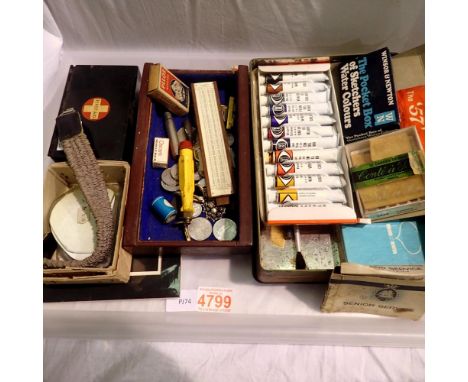 Mixed collectables including Windsor &amp; Newton paints, GPO first aid tin etc. Not available for in-house P&amp;P
