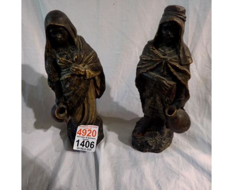 Pair of ceramic African figurines, H; 25 cm. Not available for in-house P&amp;P