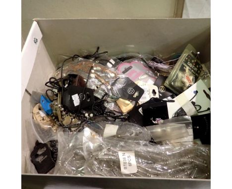 Box of mixed costume jewellery, new old stock. UK P&amp;P Group 2 (£20+VAT for the first lot and £4+VAT for subsequent lots)