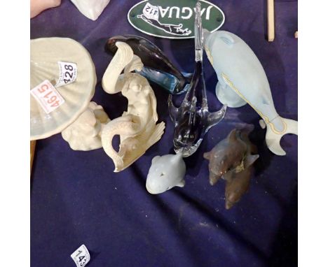Mixed ceramic, glass and resin dolphins. Not available for in-house P&amp;P