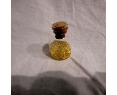 Glass vial jar with gold leaf. UK P&amp;P Group 1 (£16+VAT for the first lot and £2+VAT for subsequent lots) 