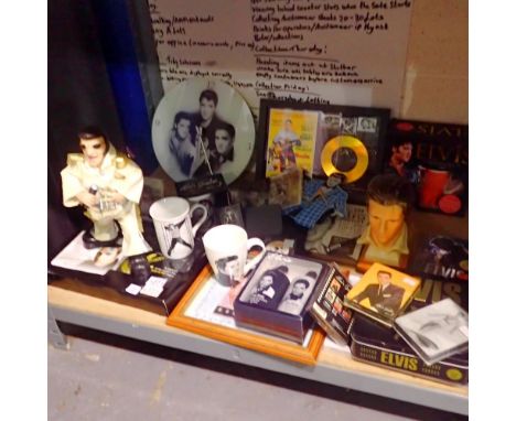Large collection of Elvis memorabilia to include toys, ceramics and pictures. Not available for in-house P&amp;P