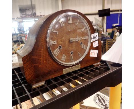 Smiths Westminster chiming mantel clock, key and paperwork included. Not available for in-house P&amp;P