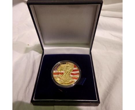 2018 enamelled American commemorative round. UK P&amp;P Group 1 (£16+VAT for the first lot and £2+VAT for subsequent lots)&nb