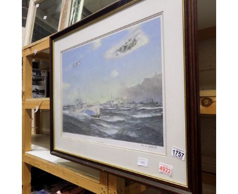 Limited edition print of Shepherding the Flock 44/500 by Thomas Shuttleworth, 78 x 68 cm overall. Not available for in-house 