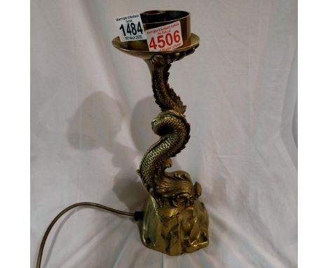 Brass table lamp in the form of a Chinese Dragon. All electrical items in this lot have been PAT tested for safety and have p