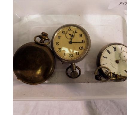 Three pocket watches including a hallmarked silver example. UK P&amp;P Group 2 (£20+VAT for the first lot and £4+VAT for subs