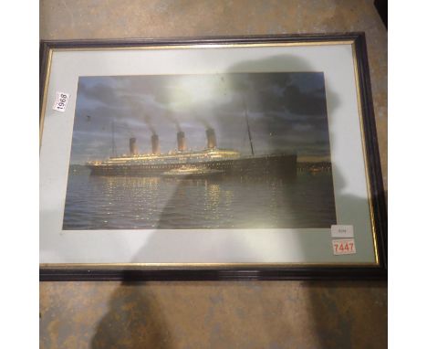 Framed print of The Titanic, 67 x 50 cm. Not available for in-house P&amp;P