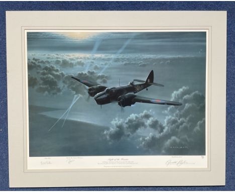 WW2. Gerald Coulson, Lady Aitken and The Rt Hon Viscount Rothermere signed Gerald Coulson colour print titled Night of the Hu