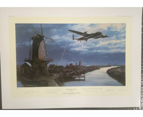 Homeward Bound by Nicolas Trudgian WW2 Colour Print signed in pencil by FLIGHT LIEUTENANT EDWARD C. JOHNSON, SERGEANT RAY GRA