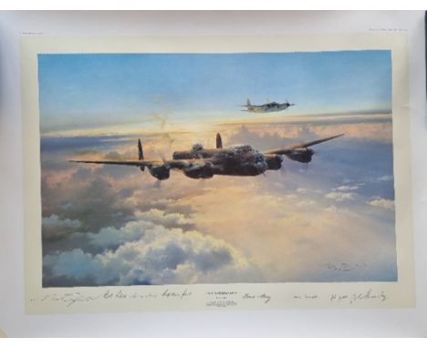 Cloud Companions by Robert Taylor WW2 Colour Print. Limited 1211 of 1250. Multi Signed by Robert Taylor, Bill Reid VC, Fred C