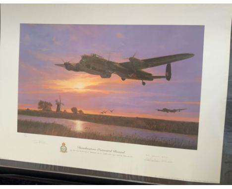 WW2 Colour Print Titled Dambusters Outward Bound by Simon Smith. Limited Edition 93/650 signed in pencil by Simon Smith, Squa