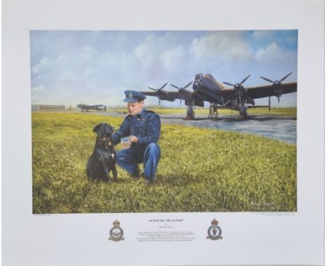 WW2 Colour Print Titled After Me The Flood by Michael Smart. Measures 22x18 inches appx. Good Condition. All autographs are g