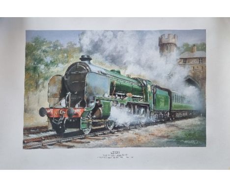 Railway Steam Train Locomotive art print Titled ETON Southern Railway Schools Class V No. 900 Built 1930 4~4~0 by Hadler. Mea