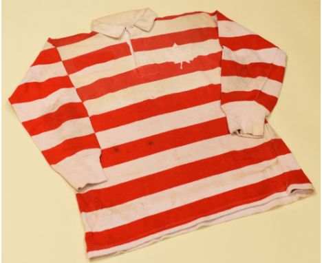 VINTAGE CANADA INTERNATIONAL RUGBY UNION JERSEY CIRCA LATE 1960s, bearing squad number 22 to the back, Umbro label internally