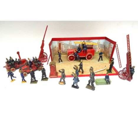 Fire Services with Taylor and Barrett and Crescent Fire Escapes on wheels two Hill Fire Engines (some damage) with eleven Fir