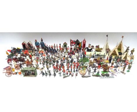 A Miscellany of original and repainted Toy Soldiers including five Britains Royal Horse Guards in cloaks, Greenwood and Ball 