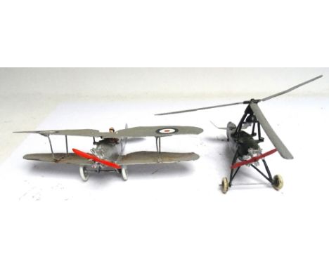 Neatly made copies of Britains Biplane and Army Autogiro (Condition Very Good) (3)