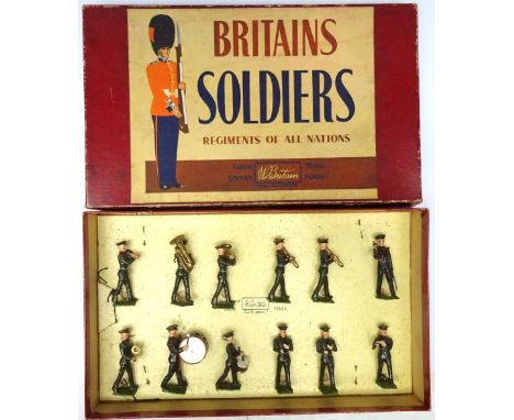 Britains set 1301, USA Military Band active service order, unusual contents: Drum Major, two trombones, euphonium, double bas