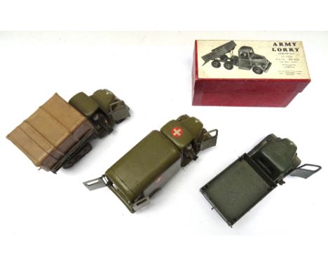Britains round nose version Motor Vehicles set 1433, Caterpillar Tender (tailgate catches missing) and 1512 Army Ambulance, k