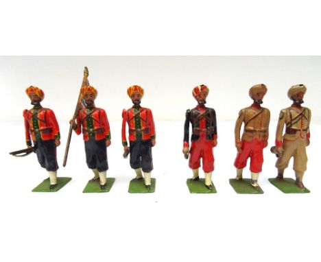 Britains SPECIAL PAINT Indian Army Infantry 15th Ludhiana Sikhs, with Colour Bearer, and various regiments Officer and two Bu