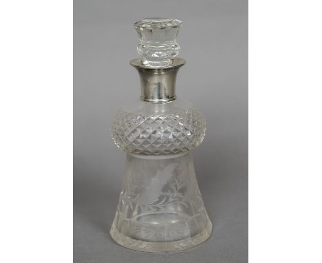 A silver mounted cut glass Scottish decanter and stopper, hallmarked London, date letter indistinct, maker's mark of Henry Pe