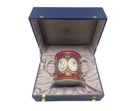 Limited edition Spode Loving cup commemorating The Royal 25th Wedding Anniversary in 1972 of Her Majesty the Queen and His Ro