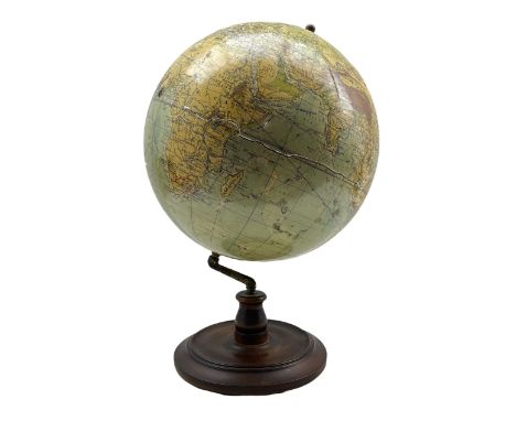 Phillips 14 Inch Terrestrial Globe by George Philip &amp; Son Ltd for the London Geographical Institute, set to a brass mount