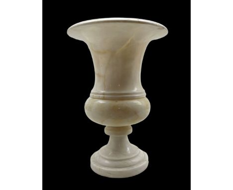 Mid 20th century Continental alabaster urn table lamp, of campana form, H34cm