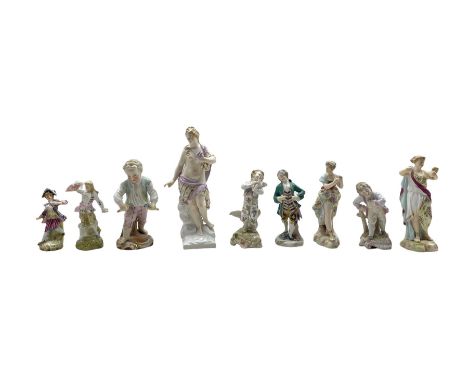 19th century KPM Berlin porcelain figure of Venus H17cm, German porcelain figure of a young boy holding two birds, two Rudols