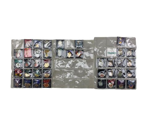 Collection of Australian enamel racecourse badges including Australian Jockey Club Police, Jockey, Press and Members badges (