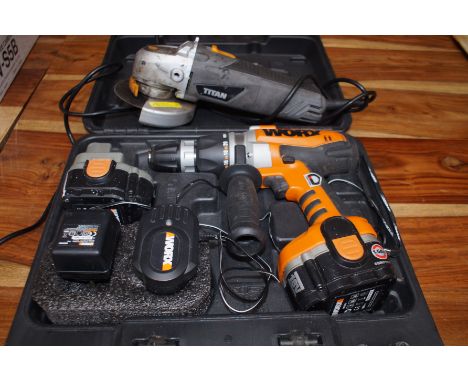 Titan Grinder together with Worx18v Cordless Drill (Both Untested)