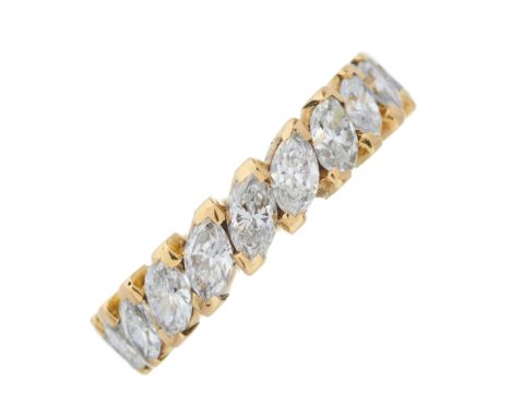 An 18ct gold marquise-shape diamond full eternity ring, estimated total diamond weight 2.50ct, H-I colour, VS clarity, ring s