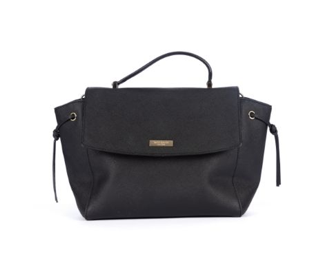 Kate Spade, a Laurel Way Lilah handbag, crafted from black grained saffiano leather, featuring a single top handle and a deta