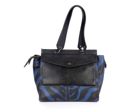 Vivienne Westwood, an Anglomania handbag, designed with a blue and black zebra patterned leather exterior with black leather 