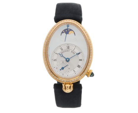 Breguet, an 18ct gold Reine de Naples moonphase wrist watch, mother-of-pearl dial, factory diamond set, reference 8908, signe