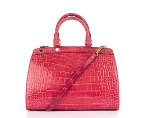 Louis Vuitton, a pink alligator Brea PM handbag, crafted from luxurious pink alligator skin, with gold-tone hardware, dual le