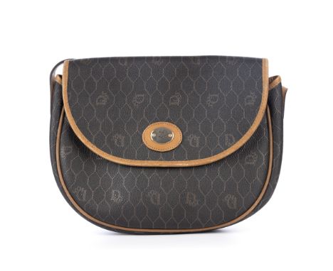 Christian Dior, a vintage crossbody handbag, designed with the maker's blue honeycomb monogram coated canvas exterior and tan