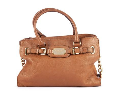 Michael Kors, a tan leather Hamilton handbag, featuring gold-tone hardware, rolled leather handles and a chain and leather sh