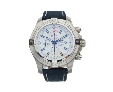 Breitling, a stainless steel Super Avenger chronograph 48 wrist watch, white dial, reference A13375, signed automatic movemen
